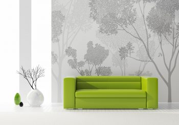Living Room with Green Couch